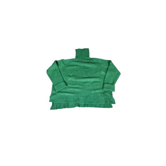 J. Crew Turtleneck Sweater Womens L Wool Alpaca Blend Soft Knit Green Holiday - Picture 4 of 5